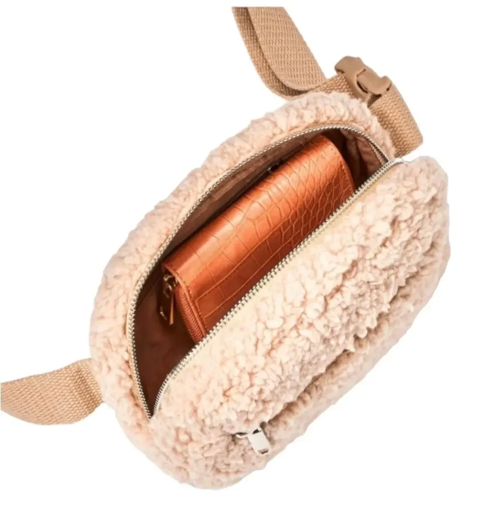 New Wild Fable Teddy Bear Fuzzy Fanny Pack Beige